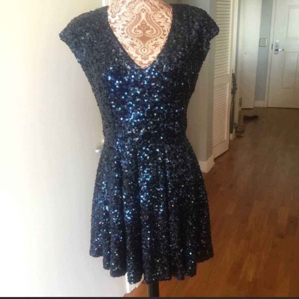 French Connection Navy Sequin Dress
